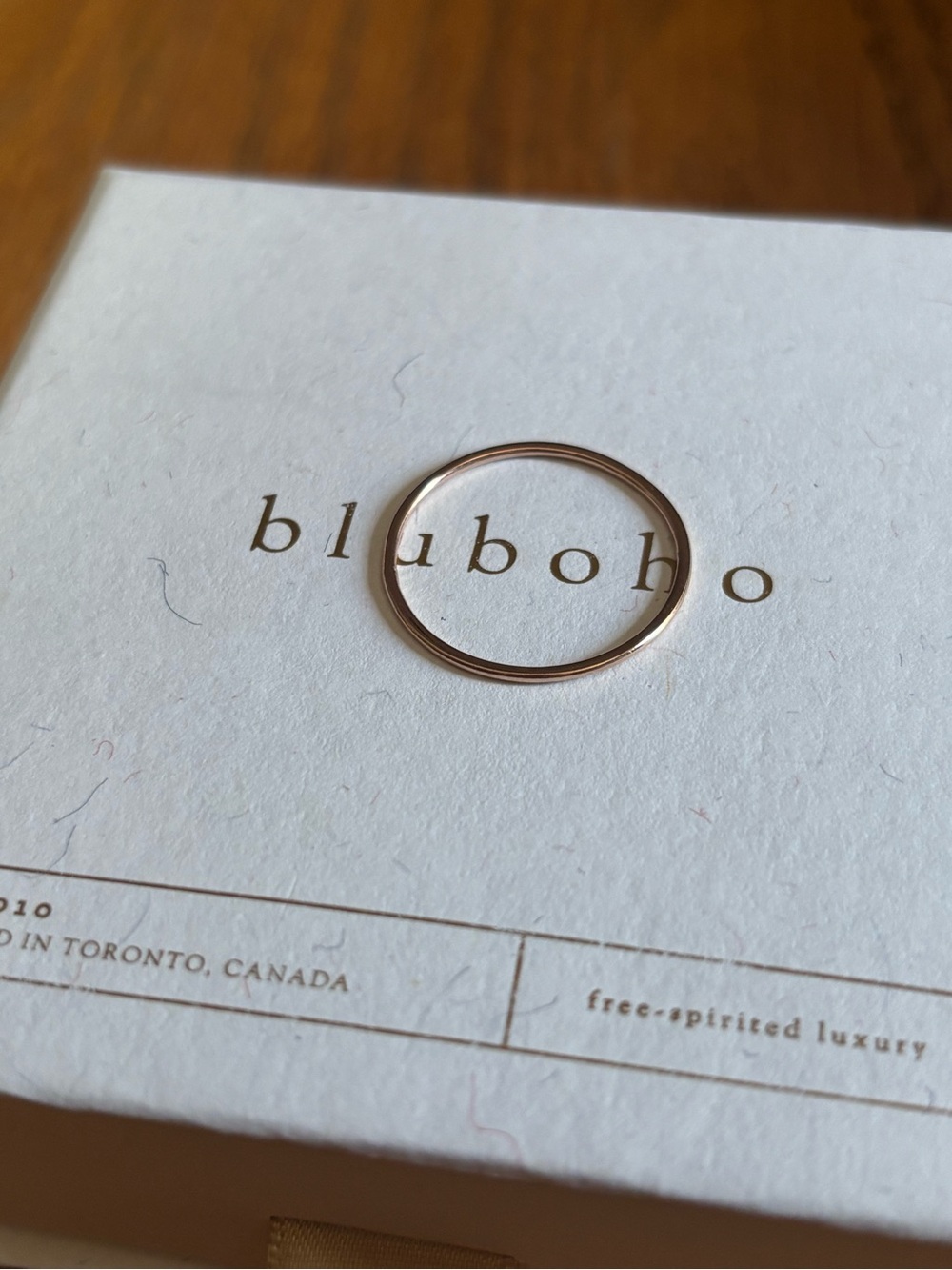 bluboho 14K Rose Gold Plain Jane Thin Stacking Ring - Size 9